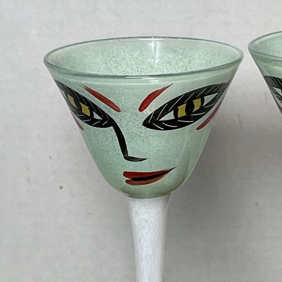 Pair Of Ulrica Hydman-Vallien Kosta Boda Open Minds Martini Glasses Goblet EUC - Picture 2 of 16